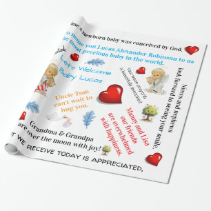 Cadeau Papier d'emballage Baby Shower Baby Arrival Amour 