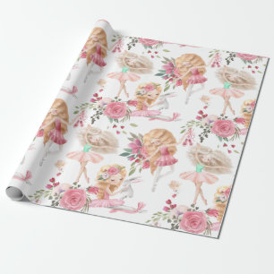 Cadeau Papier d'emballage Ballerine Rose