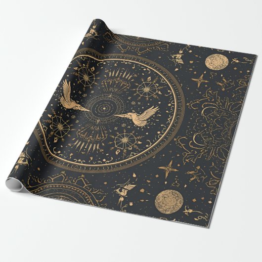 Cadeau Papier d'emballage baroque or céleste (Déroulé)
