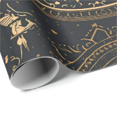 Cadeau Papier d'emballage baroque or céleste (Coin rond)
