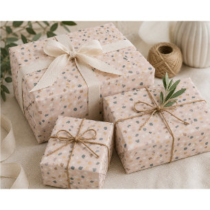 Cadeau Papier d'emballage beige à motif terrazzo moderne