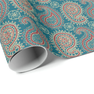 Cadeau Papier d'emballage beige bleu rouge de Heffalumps