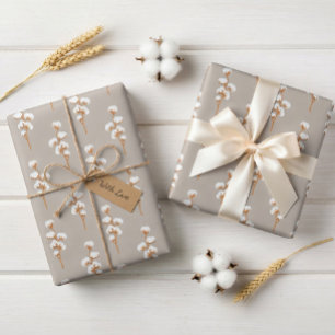 Cadeau Papier d'emballage beige élégant avec branche de c