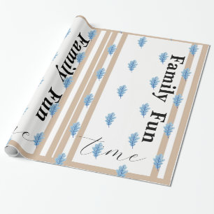 Cadeau Papier d'emballage beige et blanc rayé Family Fun