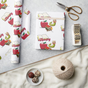 Cadeau Papier D'emballage Bibliothécaire Ver Worm Apple