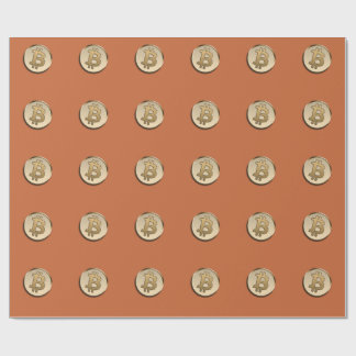 Cadeau Papier d'emballage Bitcoin doré