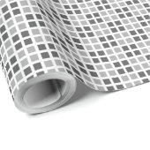 Cadeau Papier d'emballage blanc Checkered micro (Coin rond)