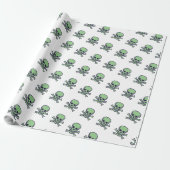Cadeau Papier d'emballage blanc crâne vert (Déroulé)