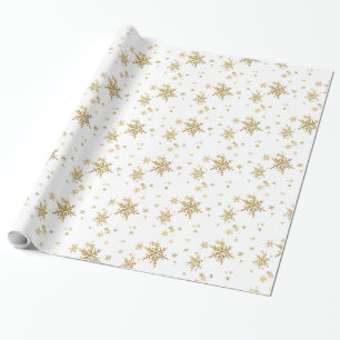 Cadeau Papier d'emballage blanc des flocons d'or