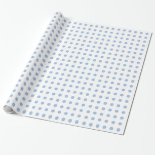 Cadeau Papier d'emballage blanc et bleu-clair de point de