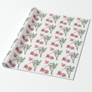 Cadeau Papier d'emballage (blanc) fantaisie de colibri