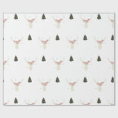 Cadeau papier d'emballage blanc Reindeer Christmas tree (Plat)