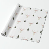 Cadeau papier d'emballage blanc Reindeer Christmas tree (Déroulé)