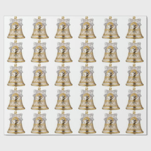 Cadeau Papier d'emballage blanc Silver Gold Bell