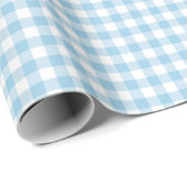 Cadeau Papier d'emballage bleu-clair de guingan (Coin rond)