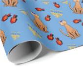 Cadeau Papier d'emballage bleu de Dreidel de chat de (Coin rond)