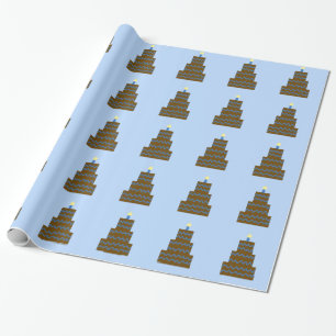 Cadeau Papier d'emballage bleu de gâteau d'anniversaire