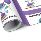 Cadeau Papier d'emballage bleu et pourpre pour bébé requi (Coin rond)