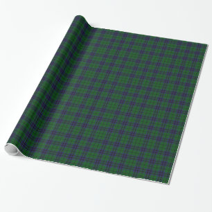 Cadeau Papier d'emballage bleu et vert de plaid de tartan