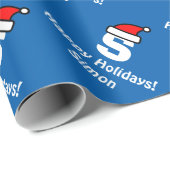 Cadeau Papier d'emballage bleu Joyeux Noël avec monogramm (Coin rond)