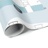 Cadeau Papier d'emballage bleu Retro Camper Trailer (Coin rond)