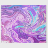 Cadeau papier d'emballage bleu rose et violet (Plat)