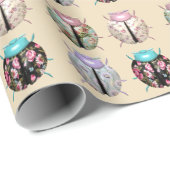 Cadeau Papier d'emballage bleu rose motif Ladybug (Coin rond)