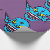 Cadeau papier d'emballage bleu zombie troll démon (Coin)