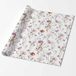 Cadeau Papier d'emballage bohème élégant à fleurs sauvage