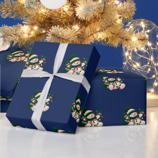 Cadeau Papier d'emballage Bonhomme de neige aux guirlande