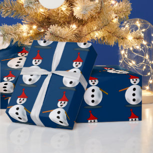 Cadeau Papier d'emballage Bonhomme de neige heureux