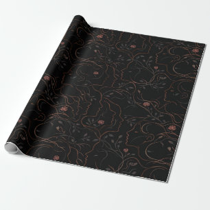 Cadeau Papier d'emballage botanique aux visages abstraits