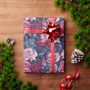 Cadeau Papier d'emballage botanique de rose coloré