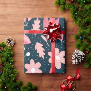 Cadeau Papier d'emballage botanique floral rose