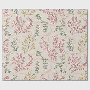 Cadeau Papier d'emballage botanique minimaliste à fleurs