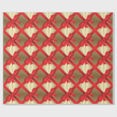 Cadeau Papier d'emballage - Bow rouge et ruban sur or (Plat)