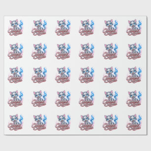 Cadeau Papier d'emballage brillant CHATON CHROME
