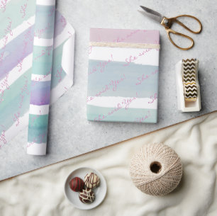 Cadeau Papier d'emballage brillant Couleurs pastel Elle a