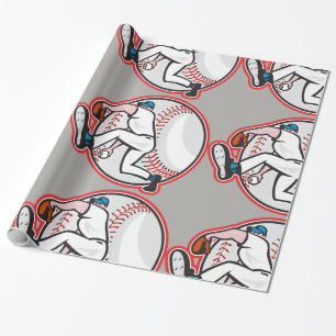 Cadeau Papier d'emballage brillant de broc de base-ball