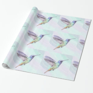 Cadeau Papier d'emballage brillant de colibri, 30" x 6'
