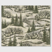 Cadeau Papier d'emballage brillant de la scène de neige d (Plat)