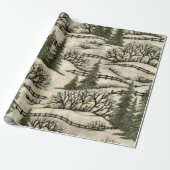 Cadeau Papier d'emballage brillant de la scène de neige d (Déroulé)