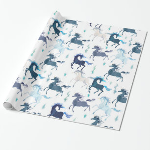 Cadeau Papier d'emballage brillant de licornes courantes