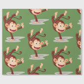 Cadeau Papier d'emballage brillant de singe d'une part (Plat)