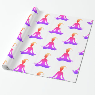 Cadeau Papier d'emballage brillant de yoga coloré de