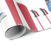 Cadeau Papier d'emballage brillant d'équipement de ski (Coin rond)