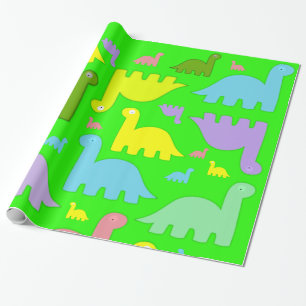 Cadeau Papier d'emballage brillant, dinosaures colorés ve
