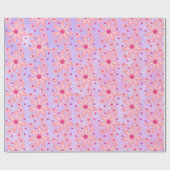 Cadeau Papier d'emballage brillant Fleurs roses (Plat)