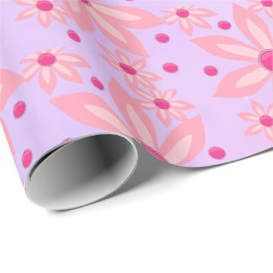 Cadeau Papier d'emballage brillant Fleurs roses