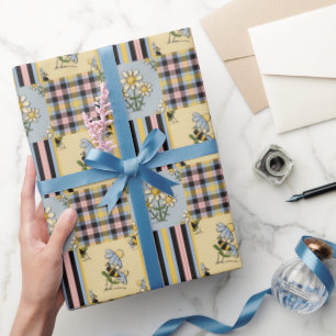 Cadeau Papier d'emballage brillant Motif d'abeille
